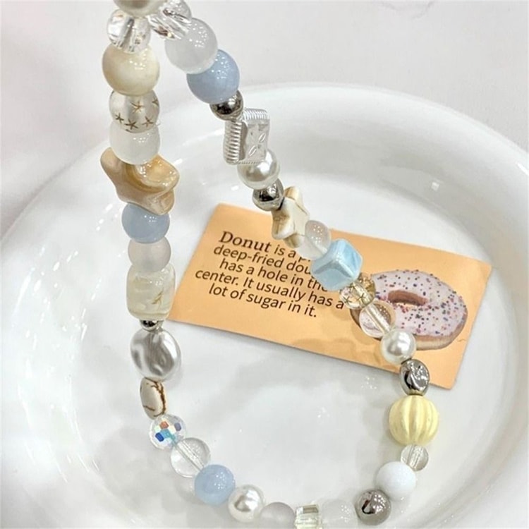 Handmade Star & Pearl Beaded Phone Charm Strap – Mobile Lanyard Hanging Chain Accessory
