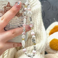Handmade Star & Pearl Beaded Phone Charm Strap – Mobile Lanyard Hanging Chain Accessory