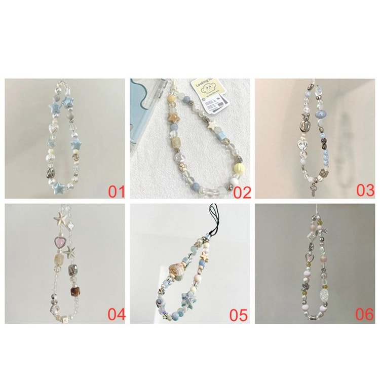 Handmade Star & Pearl Beaded Phone Charm Strap – Mobile Lanyard Hanging Chain Accessory