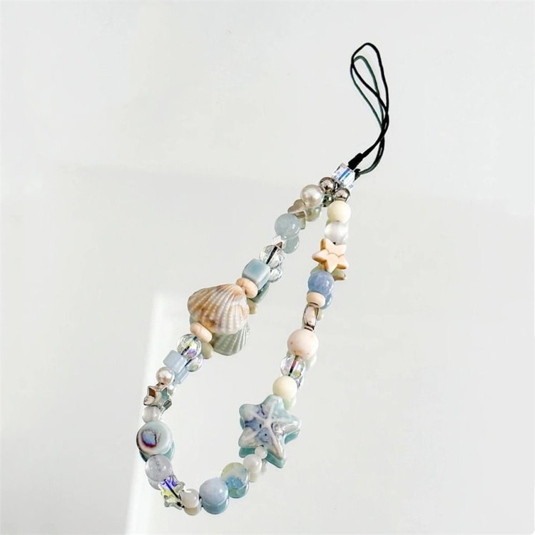 Handmade Star & Pearl Beaded Phone Charm Strap – Mobile Lanyard Hanging Chain Accessory