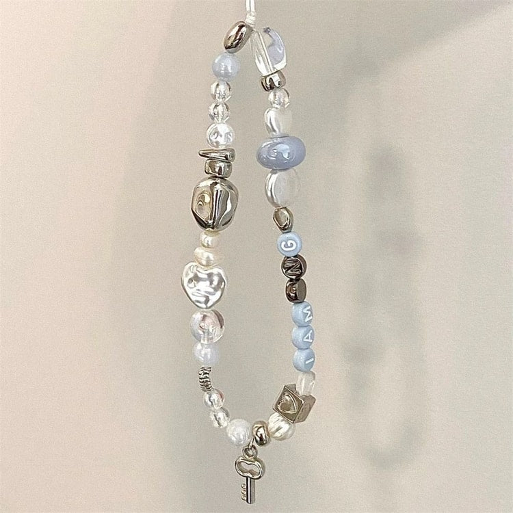 Handmade Star & Pearl Beaded Phone Charm Strap – Mobile Lanyard Hanging Chain Accessory