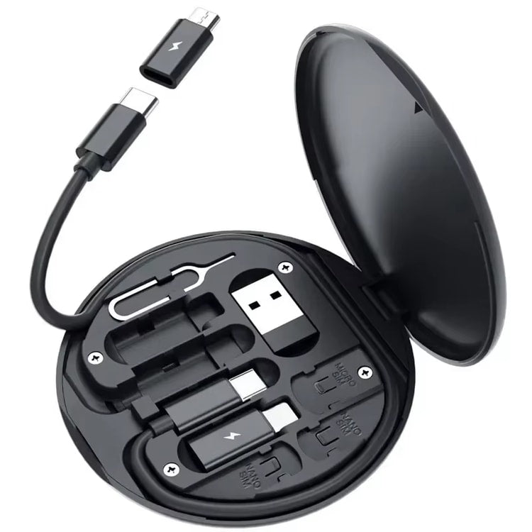 Portable Multi-functional Data Cable Storage Box, Fast Charging Mobile Phone Holder, Multi Head Adaptor for Charging