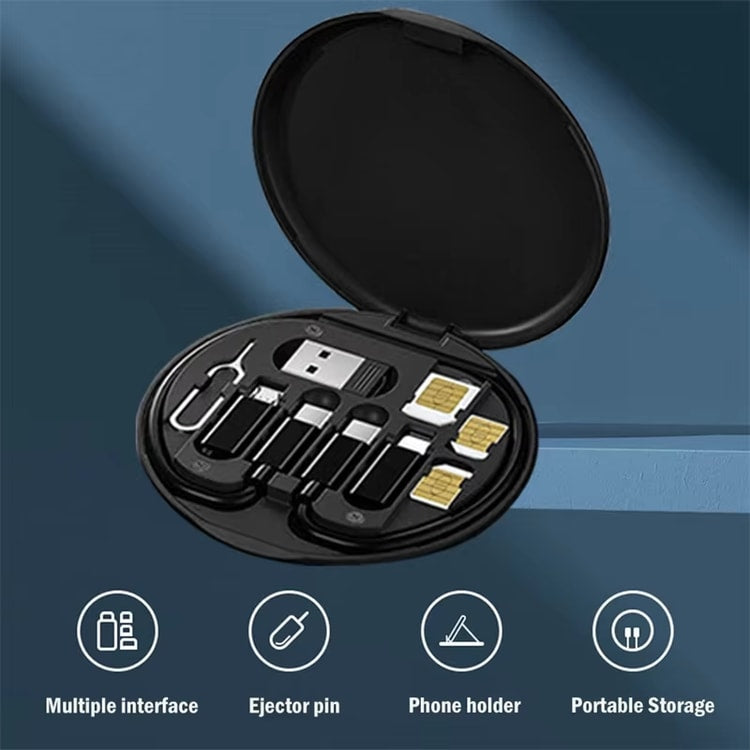 Portable Multi-functional Data Cable Storage Box, Fast Charging Mobile Phone Holder, Multi Head Adaptor for Charging