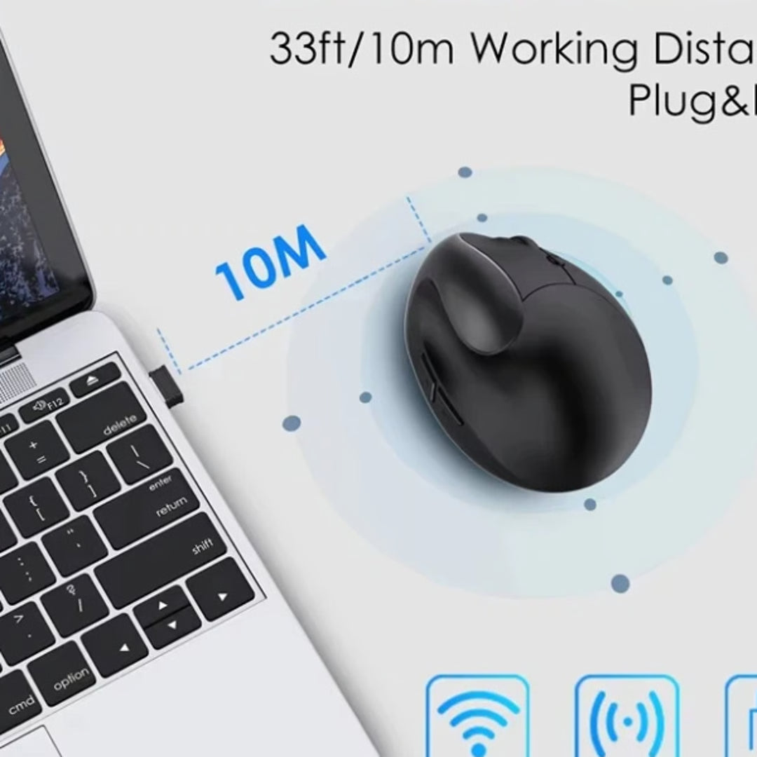 Wireless Vertical Ergonomic Mouse – USB Rechargeable Battery Mouse for Laptop, Computer & Gaming
