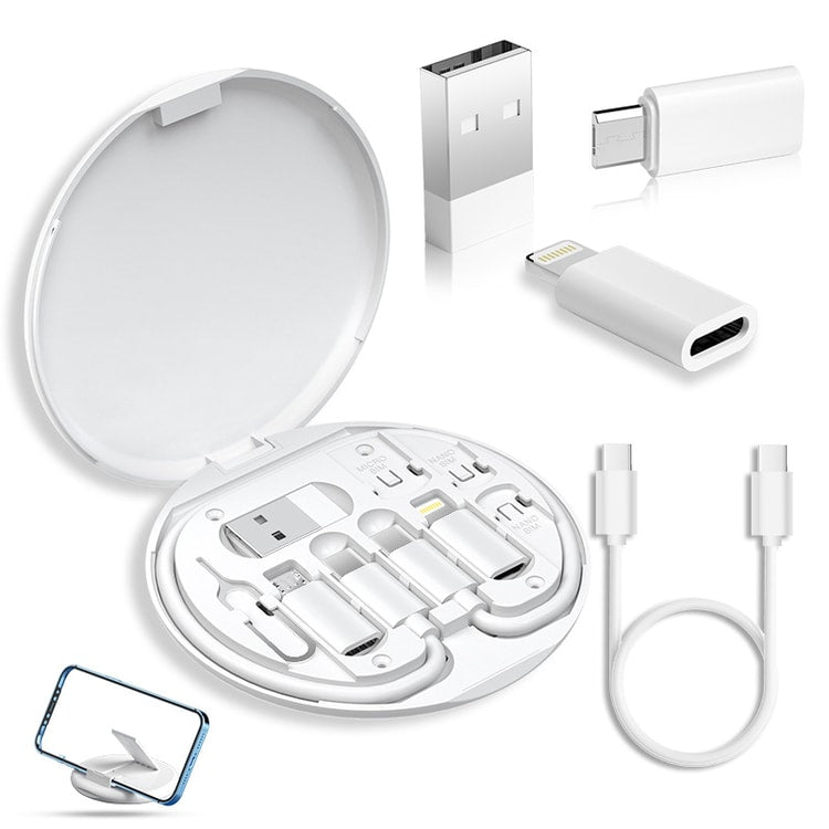 Portable Multi-functional Data Cable Storage Box, Fast Charging Mobile Phone Holder, Multi Head Adaptor for Charging