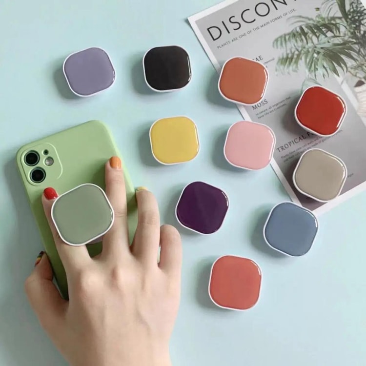 Cute Square Phone Grip with 360° Rotating Finger Ring Stand