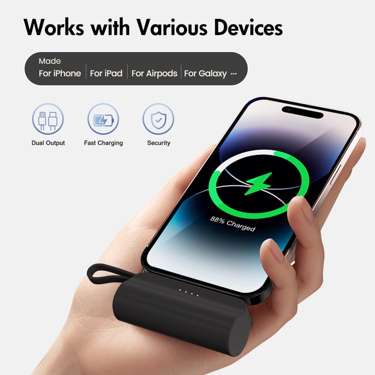 Mini 4500mAh Portable USB-C Power Bank – Compact Rechargeable Battery Pack