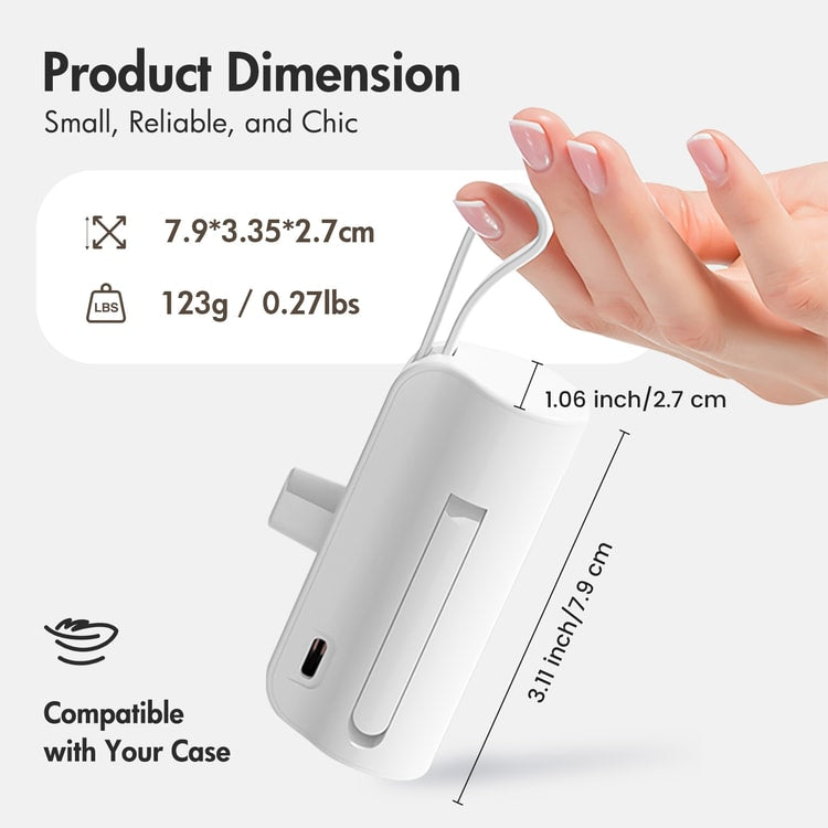 Mini 4500mAh Portable USB-C Power Bank – Compact Rechargeable Battery Pack