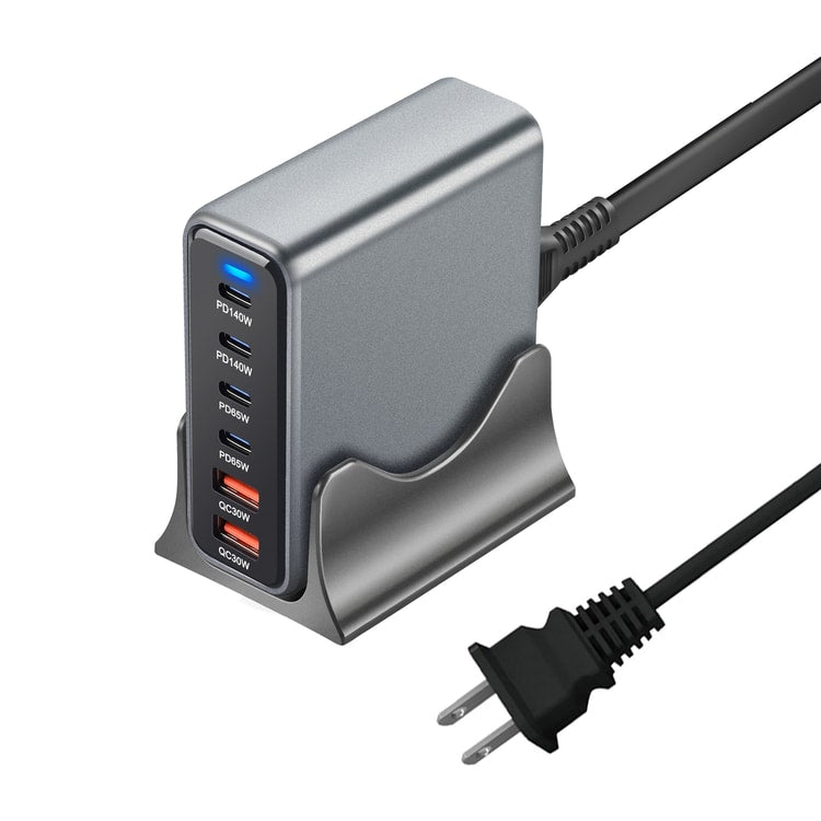 6-Port GaN USB-C Charging Station – Desktop Charger for Laptops, Tablets & Phones