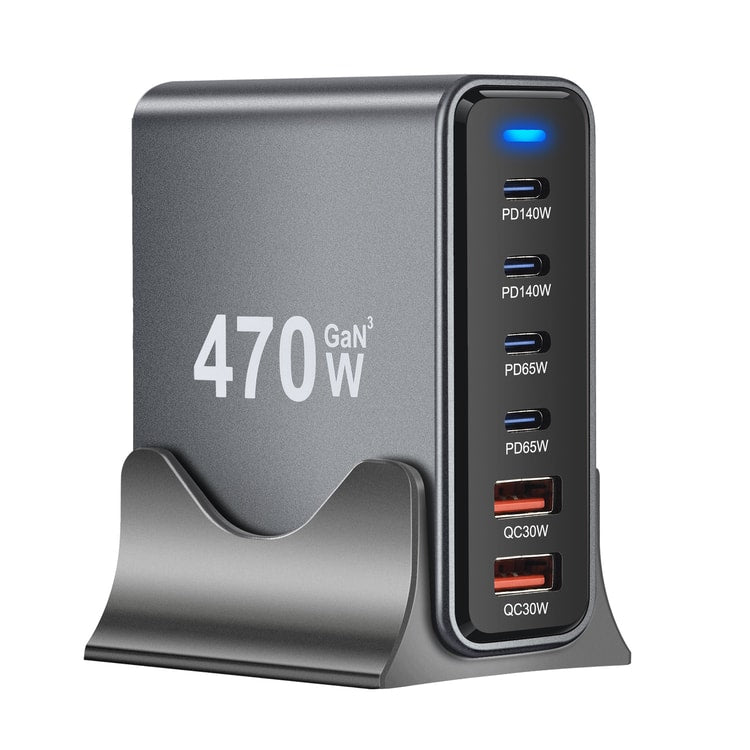 6-Port GaN USB-C Charging Station – Desktop Charger for Laptops, Tablets & Phones