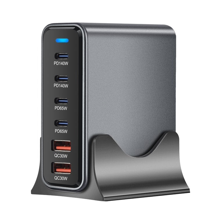 6-Port GaN USB-C Charging Station – Desktop Charger for Laptops, Tablets & Phones