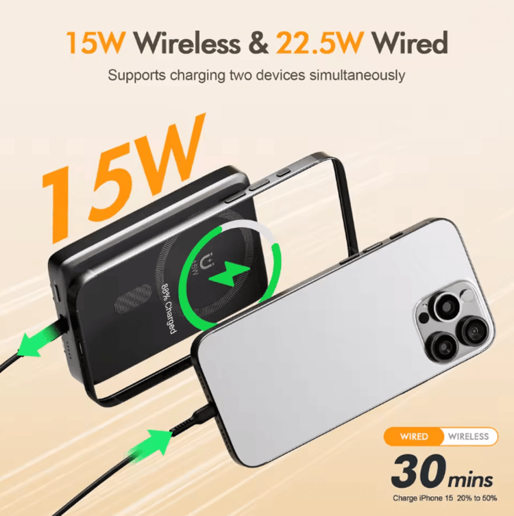 Magnetic Wireless Power Bank – Portable Wireless Charging Battery Pack