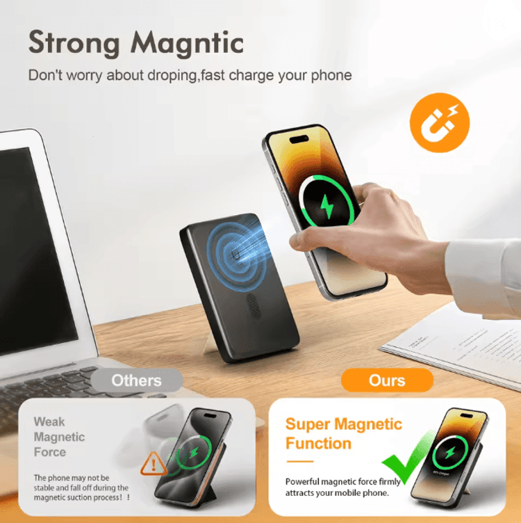 Magnetic Wireless Power Bank – Portable Wireless Charging Battery Pack