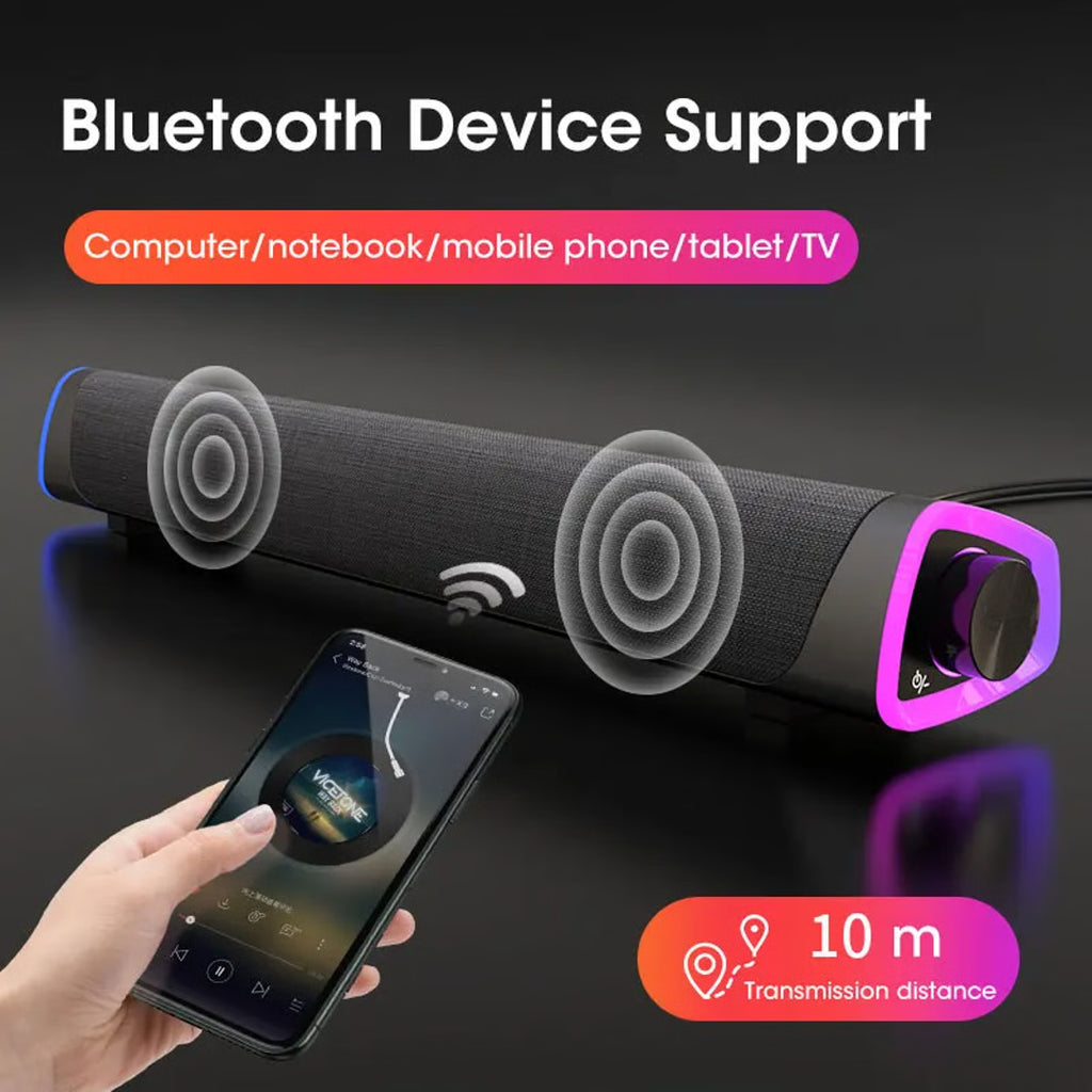 Wireless Bluetooth Computer Speaker Soundbar with Stereo Audio