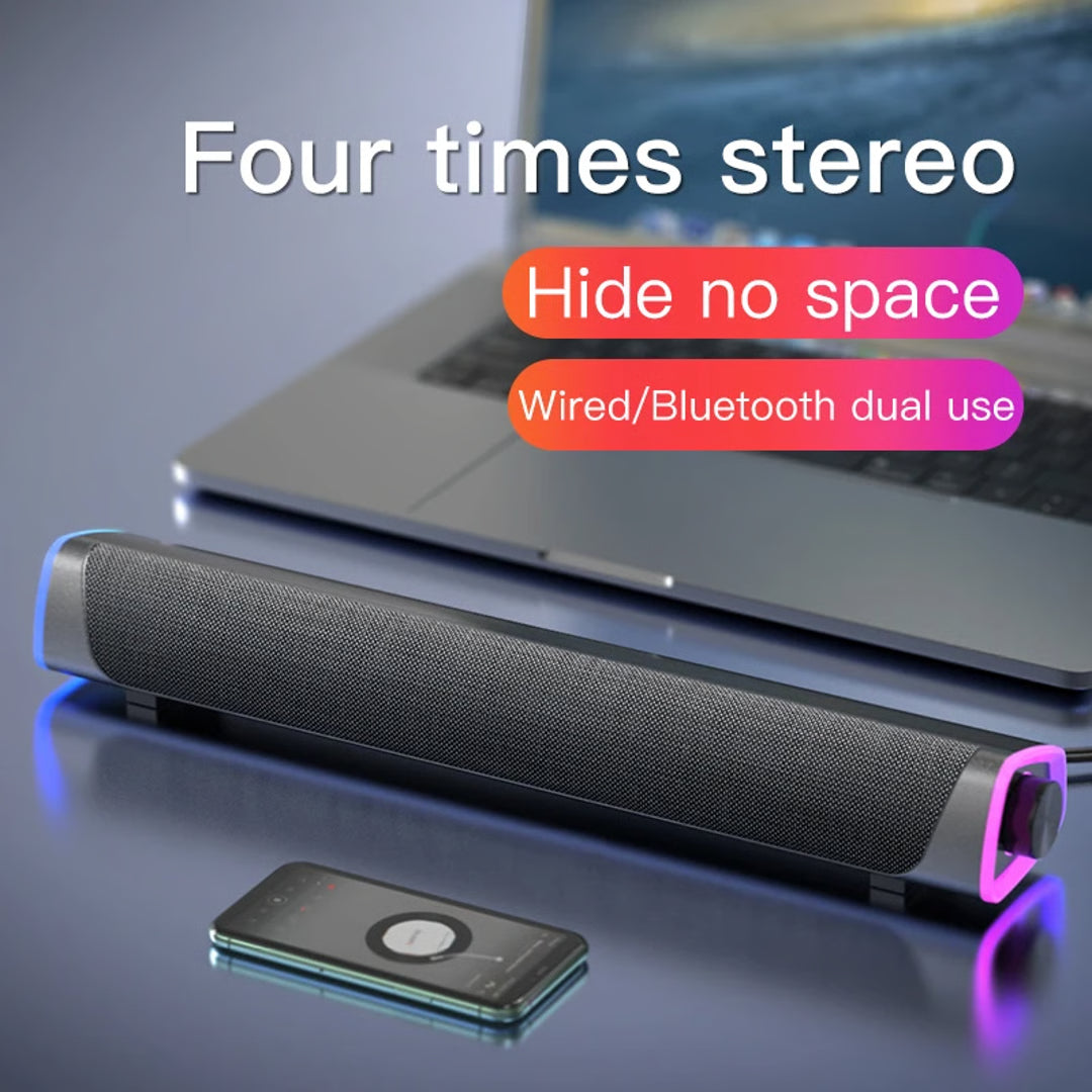 Wireless Bluetooth Computer Speaker Soundbar with Stereo Audio
