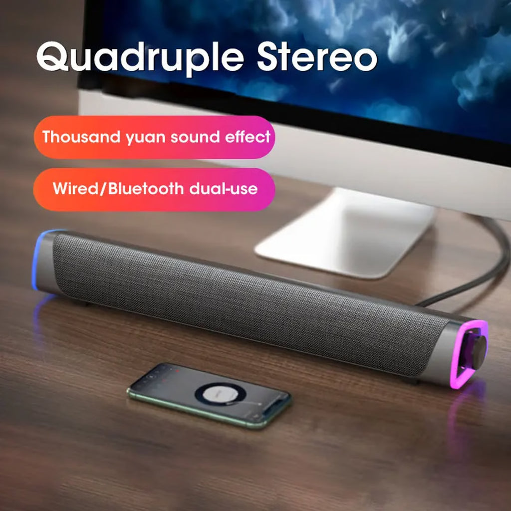 Wireless Bluetooth Computer Speaker Soundbar with Stereo Audio