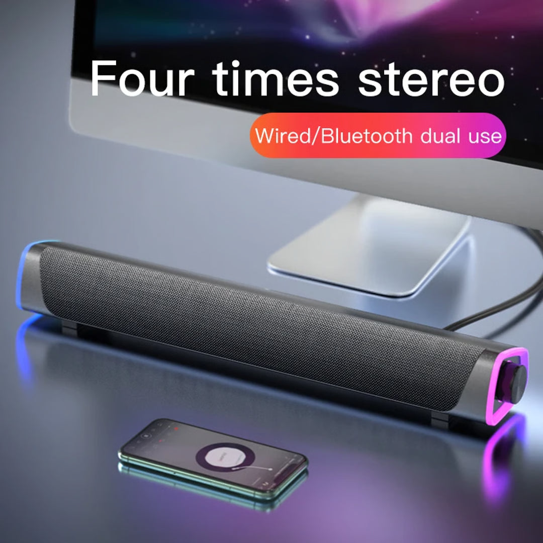 Wireless Bluetooth Computer Speaker Soundbar with Stereo Audio