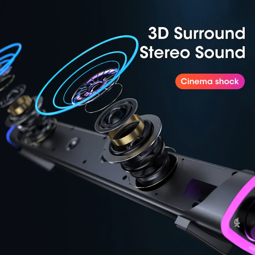 Wireless Bluetooth Computer Speaker Soundbar with Stereo Audio