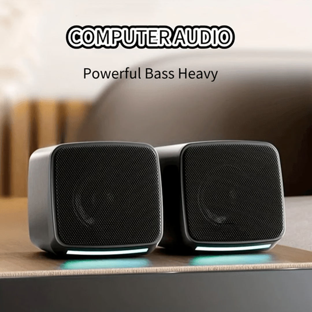 Mini Computer Speakers with Stereo Sound and LED Lights