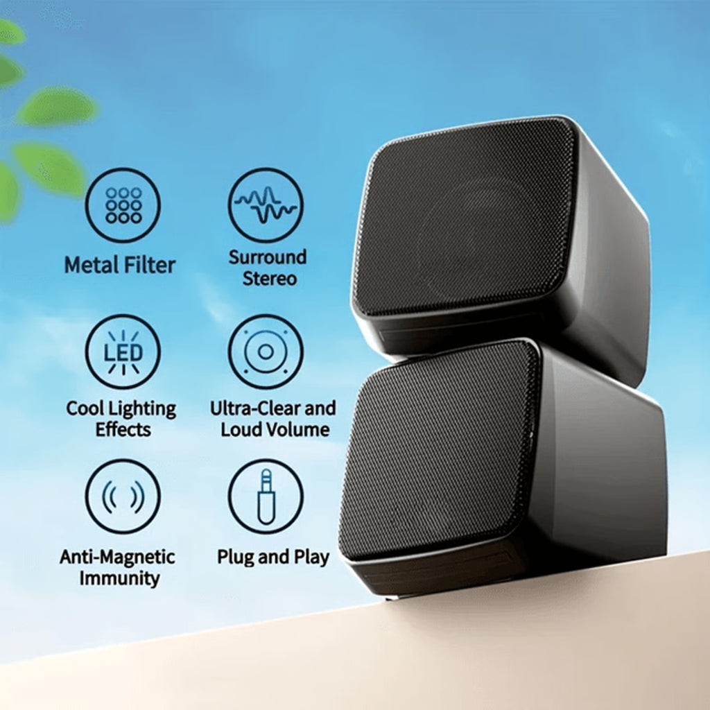 Mini Computer Speakers with Stereo Sound and LED Lights